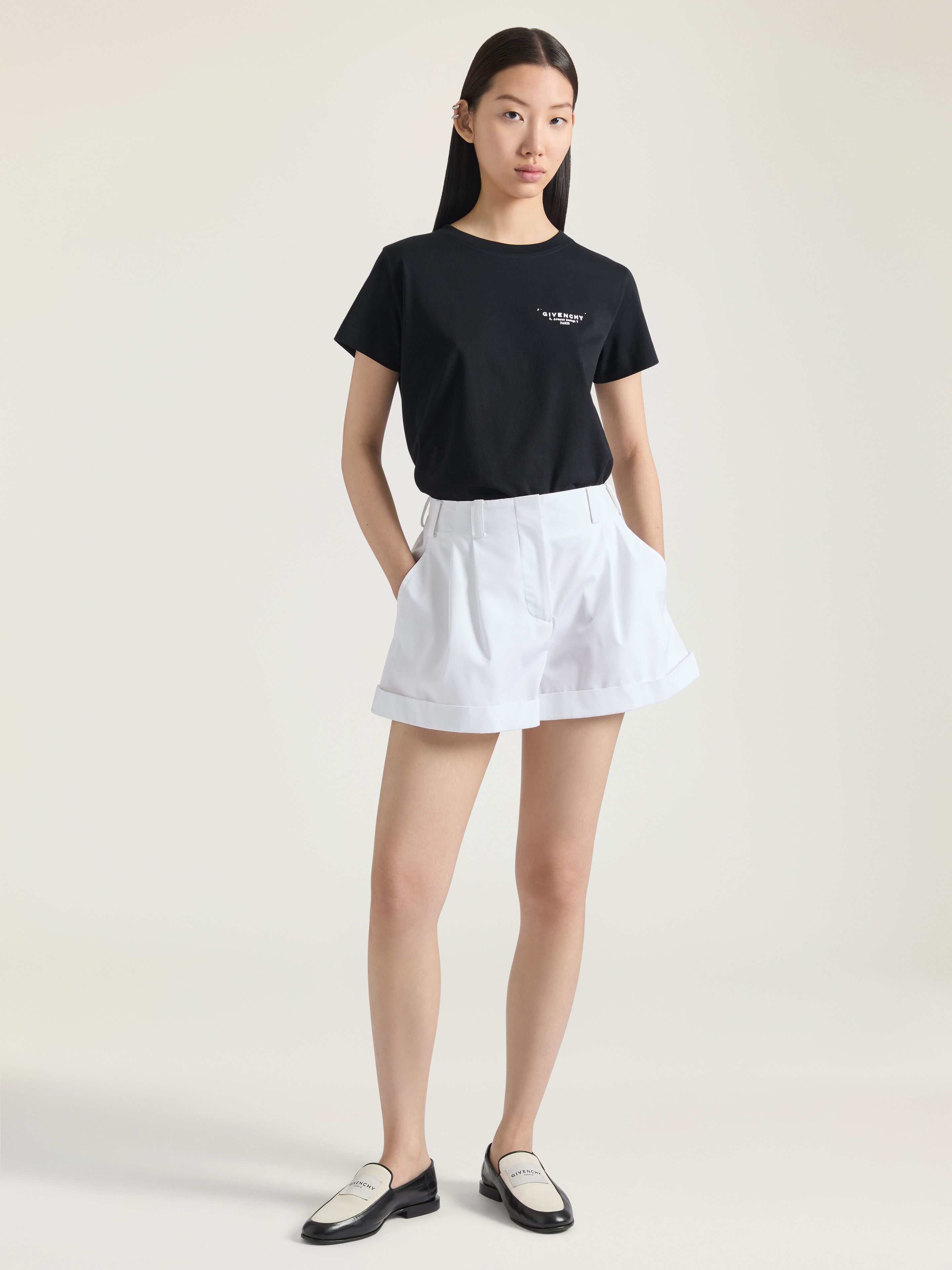 Double pleat shorts in poplin